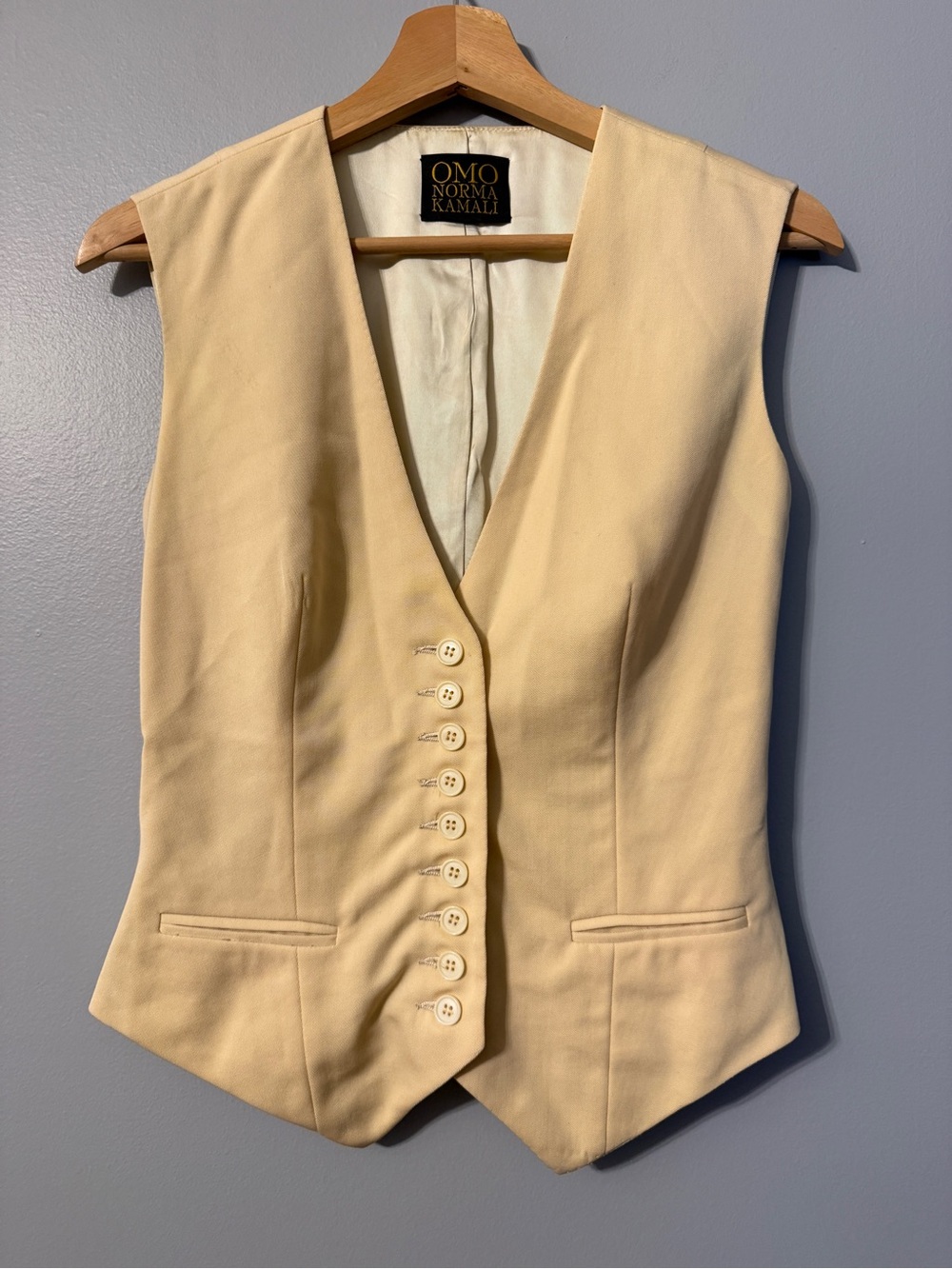 OMO Norma Kamali Vintage Wool Tailored Vest – Cream / Ivory – Small